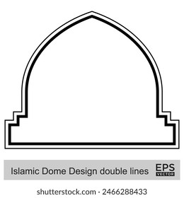 Islamic Dome Design double lines Outline Linear Black Stroke silhouettes Design pictogram symbol visual illustration