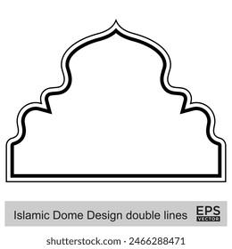 Diseño de la cúpula islámica líneas dobles Contorno Lineal Negro Trazo siluetas Diseño pictograma símbolo ilustración visual