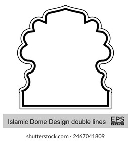 Diseño de la cúpula islámica líneas dobles Contorno Lineal Negro Trazo siluetas Diseño pictograma símbolo ilustración visual
