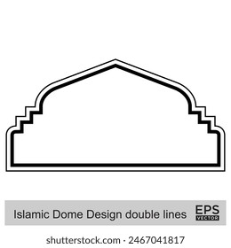 Islamic Dome Design double lines Outline Linear Black Stroke silhouettes Design pictogram symbol visual illustration
