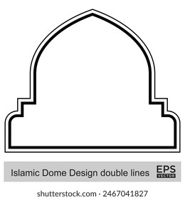 Islamic Dome Design double lines Outline Linear Black Stroke silhouettes Design pictogram symbol visual illustration