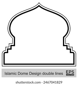 Islamic Dome Design double lines Outline Linear Black Stroke silhouettes Design pictogram symbol visual illustration