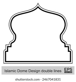 Islamic Dome Design double lines Outline Linear Black Stroke silhouettes Design pictogram symbol visual illustration