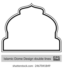 Islamische Kuppel Design doppelte Linien Umriss Lineare Schwarze Strich Silhouetten Design Piktogramm Symbol visuelle Illustration