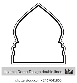 Diseño de la cúpula islámica líneas dobles Contorno Lineal Negro Trazo siluetas Diseño pictograma símbolo ilustración visual