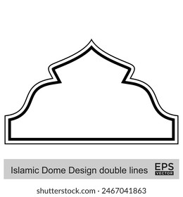 Islamic Dome Design double lines Outline Linear Black Stroke silhouettes Design pictogram symbol visual illustration