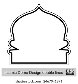 Islamic Dome Design double lines Outline Linear Black Stroke silhouettes Design pictogram symbol visual illustration
