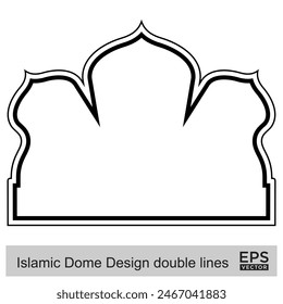 Islamic Dome Design double lines Outline Linear Black Stroke silhouettes Design pictogram symbol visual illustration