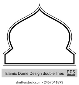 Diseño de la cúpula islámica líneas dobles Contorno Lineal Negro Trazo siluetas Diseño pictograma símbolo ilustración visual