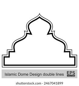 Islamic Dome Design double lines Outline Linear Black Stroke silhouettes Design pictogram symbol visual illustration