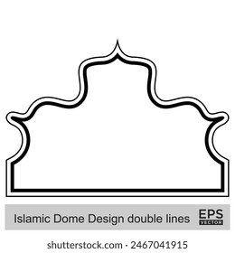 Islamic Dome Design double lines Outline Linear Black Stroke silhouettes Design pictogram symbol visual illustration