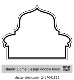 Islamic Dome Design double lines Outline Linear Black Stroke silhouettes Design pictogram symbol visual illustration