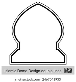 Islamic Dome Design double lines Outline Linear Black Stroke silhouettes Design pictogram symbol visual illustration