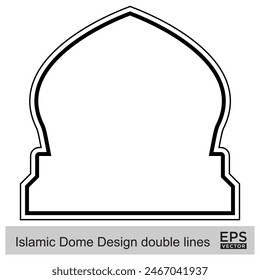 Diseño de la cúpula islámica líneas dobles Contorno Lineal Negro Trazo siluetas Diseño pictograma símbolo ilustración visual