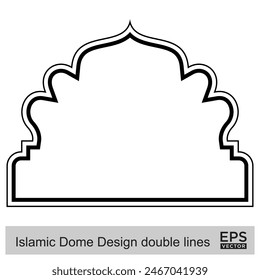 Islamic Dome Design double lines Outline Linear Black Stroke silhouettes Design pictogram symbol visual illustration