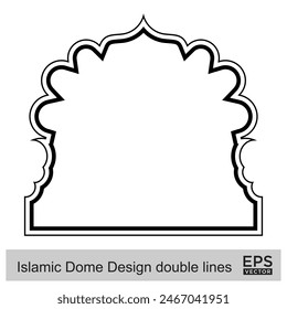 Diseño de la cúpula islámica líneas dobles Contorno Lineal Negro Trazo siluetas Diseño pictograma símbolo ilustración visual