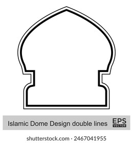 Islamic Dome Design double lines Outline Linear Black Stroke silhouettes Design pictogram symbol visual illustration