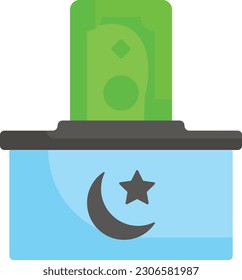 Islamic Donation Box Vector color Icon Design, Eid al-Adha or Eid-ul-Kabir Symbol, Hajj Sign, Muslims religious Festival Stock illustration, Zakat or Charity Law in Islam Concept