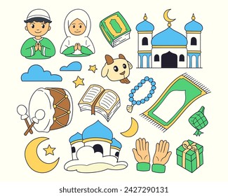 Islamische Doodle Elemente Vektor-Set