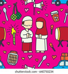 Islamic doodle seamless pattern for ramadhan and eid mubarrak event