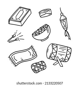 conjunto de doodles islámicos vectorial dibujado a mano