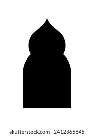 Islamisches Tür- oder Fensterbogensilhouette-Vektorelement. Arabischer Rahmen, Moschee-Tor, arabische schwarze Symbol auf weißem Hintergrund.