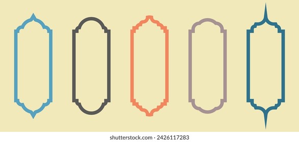 Islamic door window frame. Vector design elements of Ramadan Kareem and Eid Mubarak greeting