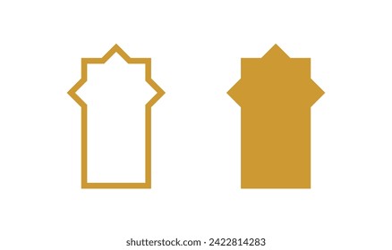Islamic Door and Window Shape Set with Gold Color - Flat Design - Editable Vector : Suitable for Islamic Theme and Other Graphic Related Assets.