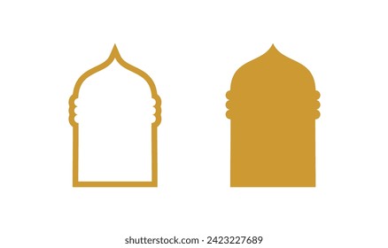 Islamic Door and Window Shape Set with Gold Color - Flat Design - Editable Vector : Suitable for Islamic Theme and Other Graphic Related Assets.