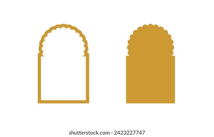 Islamic Door and Window Shape Set with Gold Color - Flat Design - Editable Vector : Suitable for Islamic Theme and Other Graphic Related Assets.