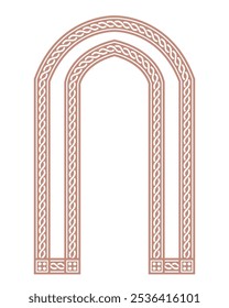 Islamic Door,window or arch for Ramadan. Horizental border vector illustration on transparent background.