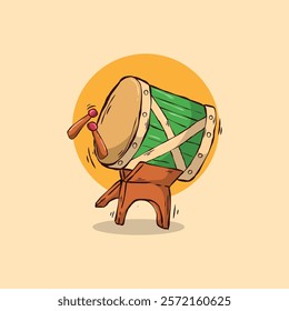 Islamic drum icon illustration for element design decoration