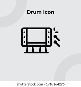 Islamic Drum Icon with Outline Style, Muslim and Ramadan Theme, Vector Editable