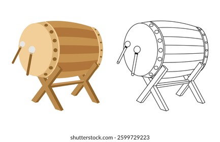 islamic drum vector illustration isolated on white bacground.