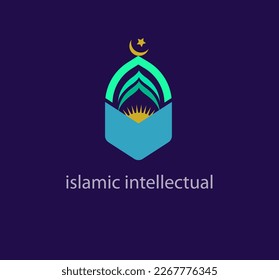 Islamic education with intellectual style logo design template. Abstract arabic symbol. Modern color transitions. Religion and Culture design logo template. vector.