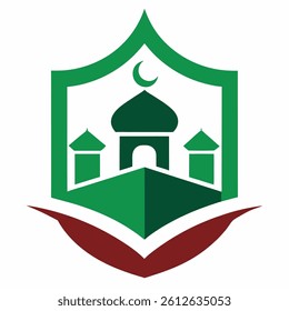 Islamic Education Logo with Open Book and Mosque Elements, Islamic logo vector illustration, best for logo design