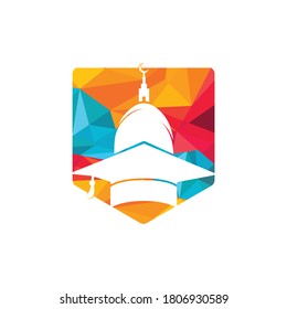 Diseño del logo del vector de la educación islámica. Plantilla del logotipo de aprendizaje musulmán.