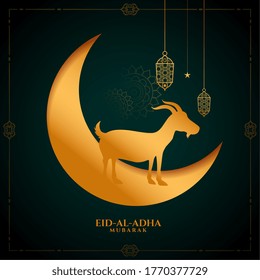 islamic eid al adha bakrid mubarak golden background