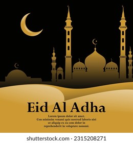 Islamic Eid Al Adha Celebration vector design. Eid Mubarak theme. Vector illustration.