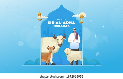 Islamic eid al adha greetings on banner background concept