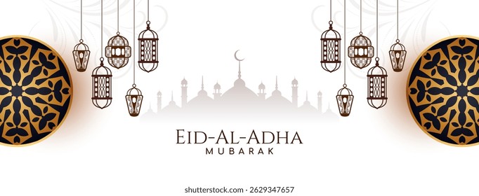 Islamic Eid al adha mubarak festival banner design vector