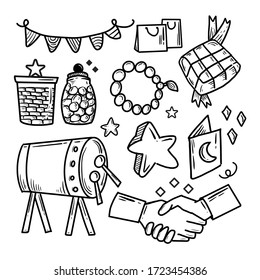 islamische eid-al-fitre-doodle-Zeichensammlung