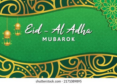 Islamic Eid al-Adha vector banner design, very creative and luxurious floral background