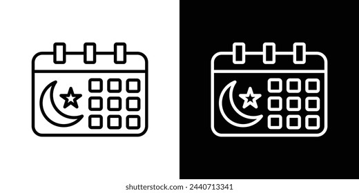 Islamic Eid Celebration Calendar Icons. Special Religious Event and Holy Day Symbols