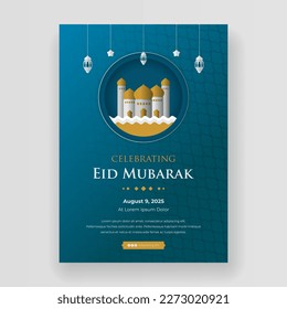 Islamic eid celebration poster template