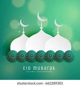 islamic eid festival design with mosque and decoration