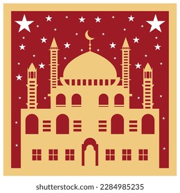 Islamic eid festival greeting card  background, laser cut eid mubarak card