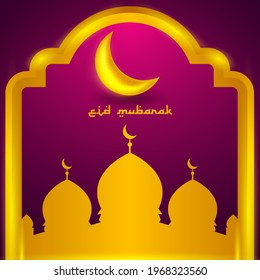Islamic eid mubarak background with mosque design