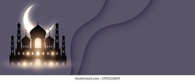 islamic eid mubarak mosque banner with text space vector