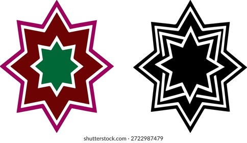 Islamisches Achtpunkt-Sternensatz - Rub el Hizb Geometric Ornament Vector - Arabic Star Silhouette